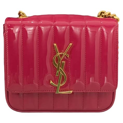 Borsa A Tracolla Saint Laurent Vicky Vernice Fucsia .